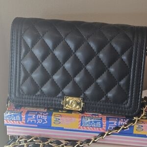 Black Quilted Chain Shoulder Bag